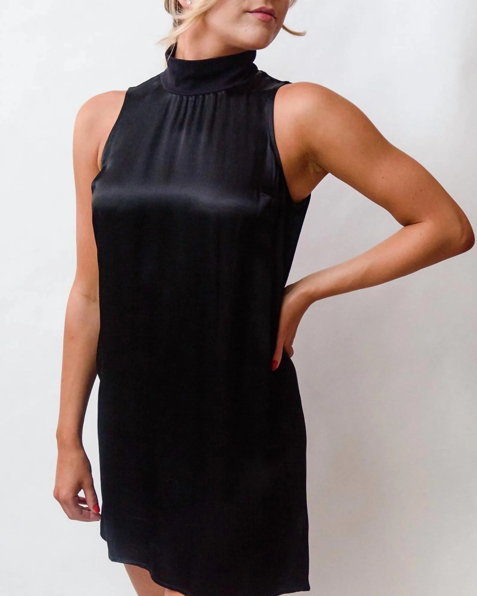 Jett Mock Neck Dress in Black | Black