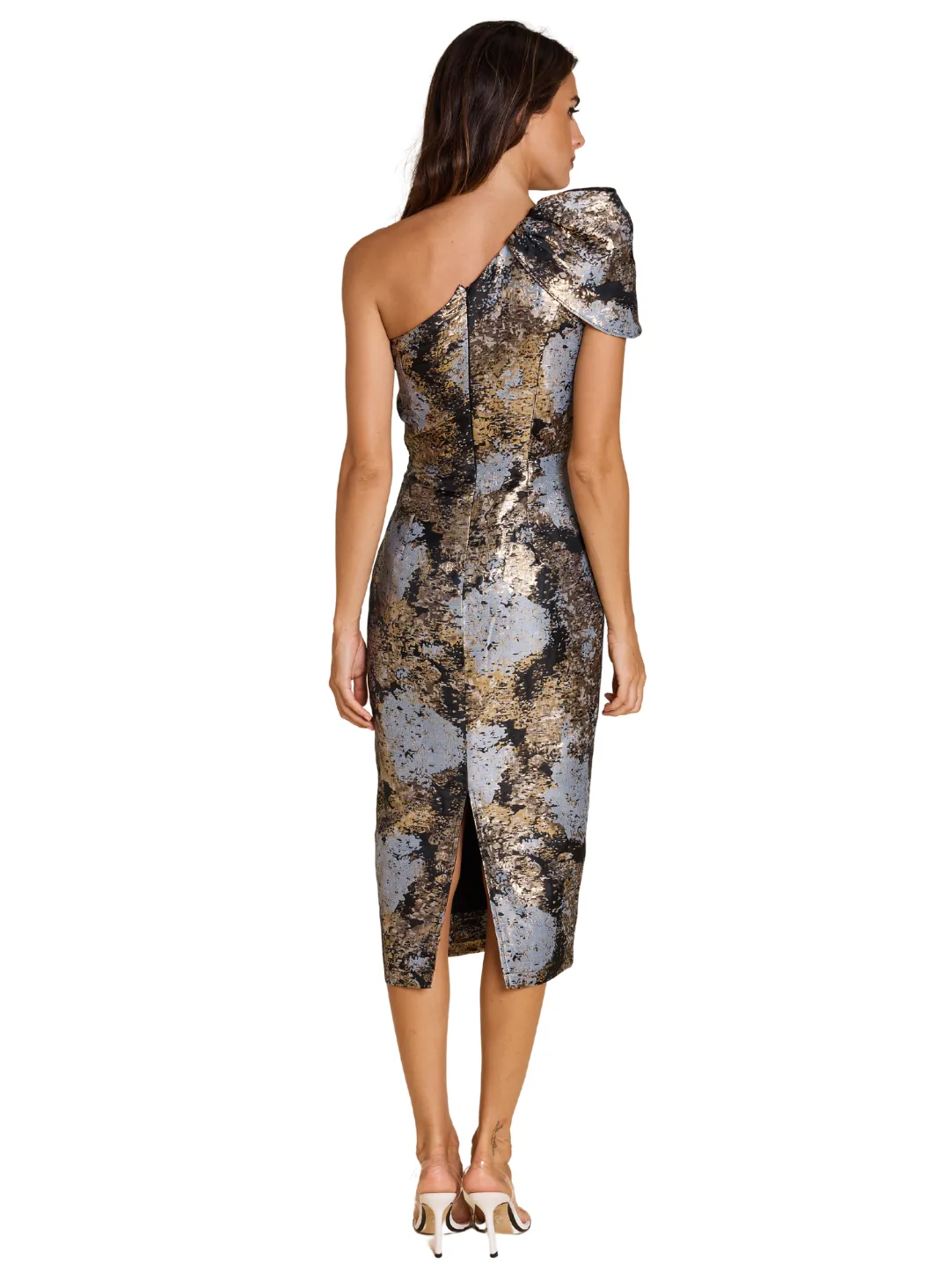 Joanna Puff Sleeve Dress - Black/Gold - Size 6