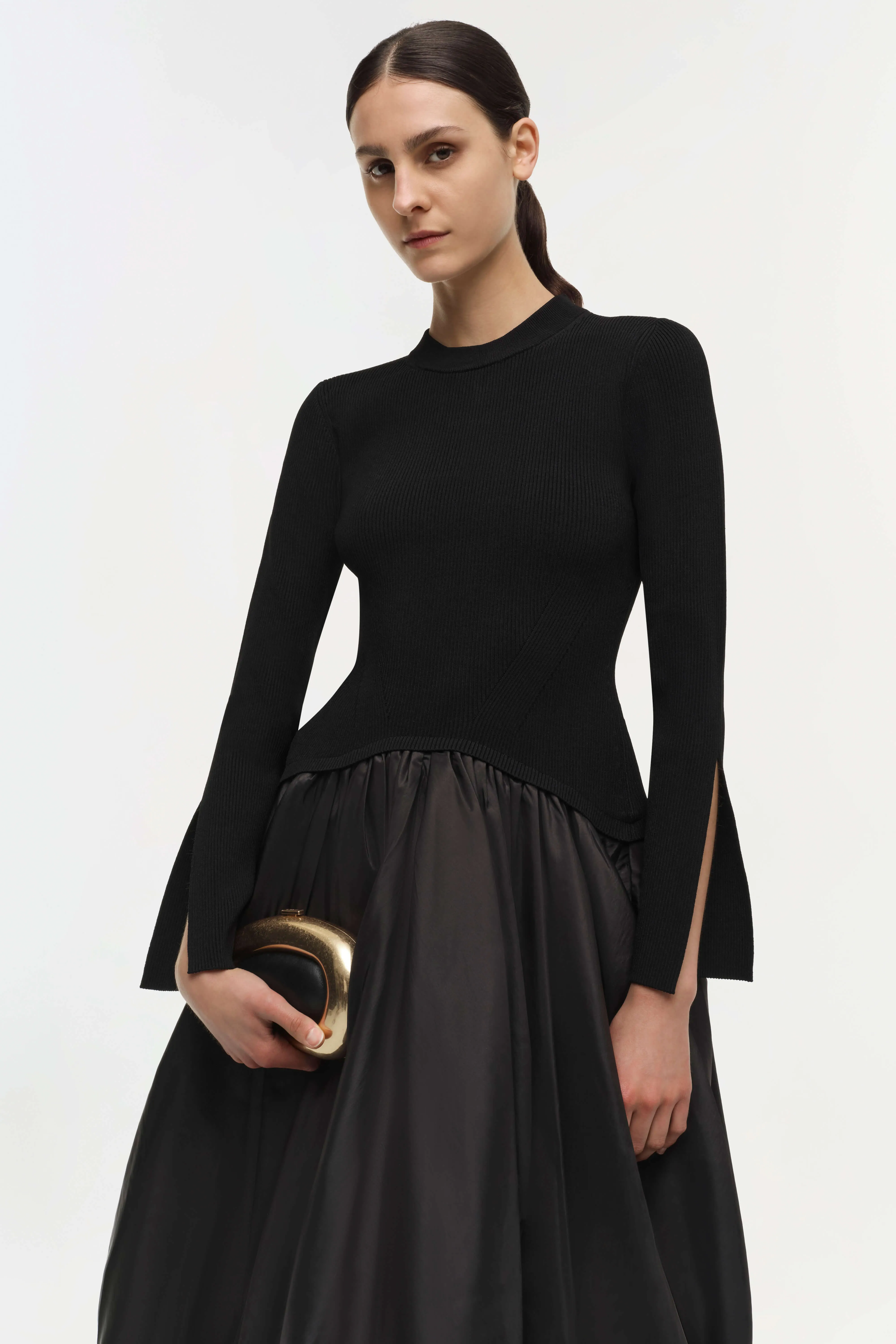 KENLIE L/S MOCK NECK MIDI DRESS