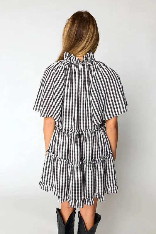 Lakin Swing Mini Dress - Black Check