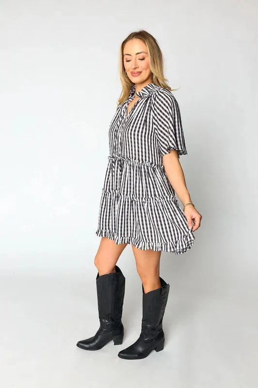 Lakin Swing Mini Dress - Black Check