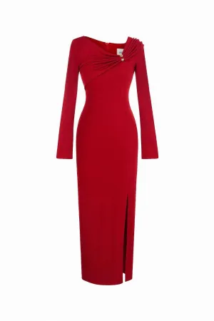 Laly Sheath Side Slit Spandex Ankle Length Dress