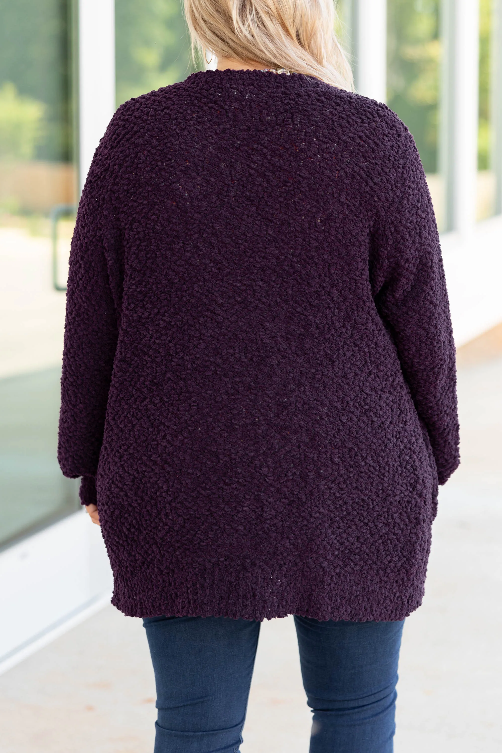 Latte Lover Cardigan, Dark Plum