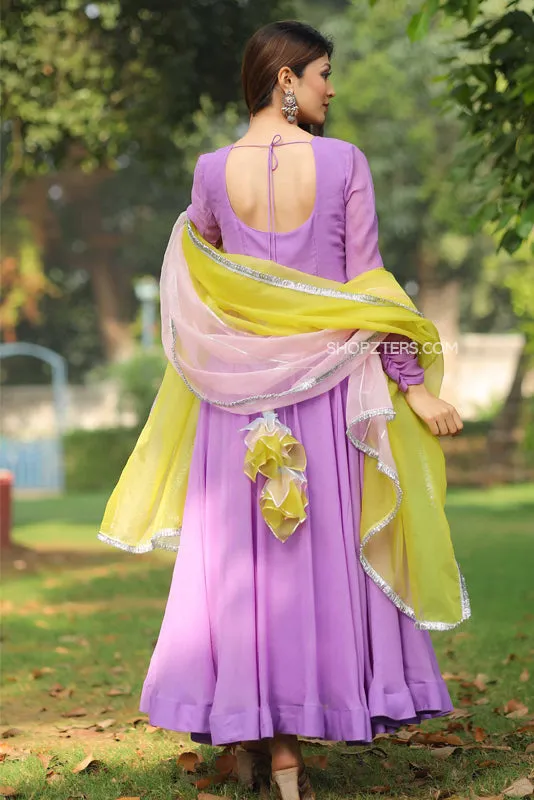 Lilac Georgette Anarkali Dress