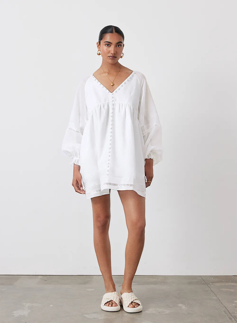 Lillian Linen Organic Cotton Smock Mini | Cream