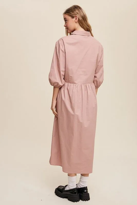 Loose Babydoll Puff Sleeve Maxi Dress