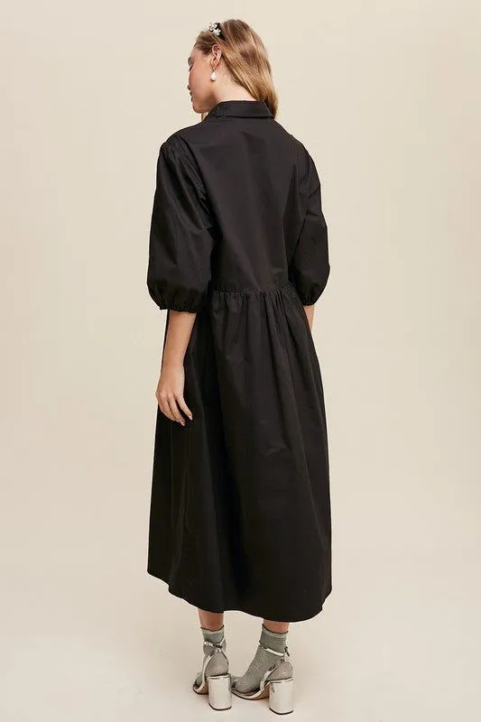 Loose Babydoll Puff Sleeve Maxi Dress