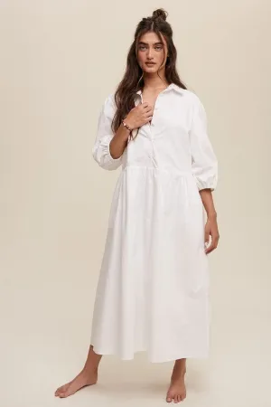 Loose Babydoll Puff Sleeve Maxi Dress