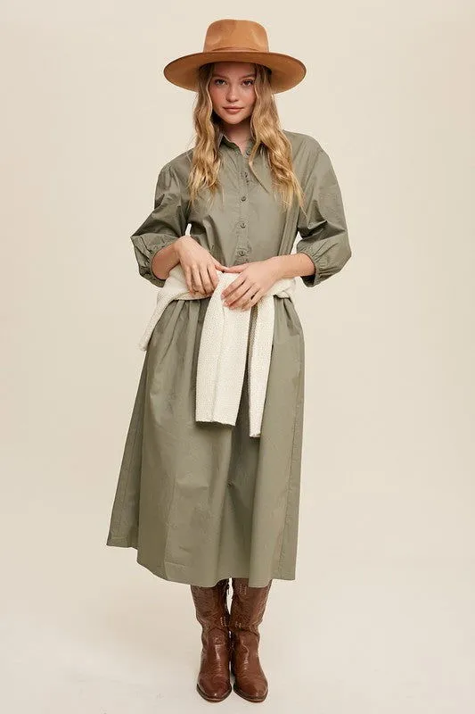 Loose Babydoll Puff Sleeve Maxi Dress