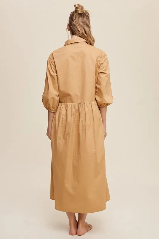 Loose Babydoll Puff Sleeve Maxi Dress
