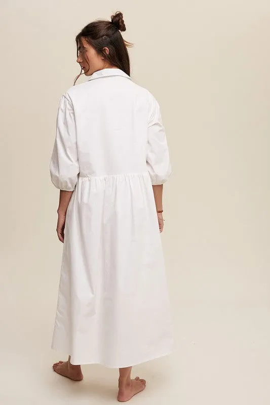 Loose Babydoll Puff Sleeve Maxi Dress
