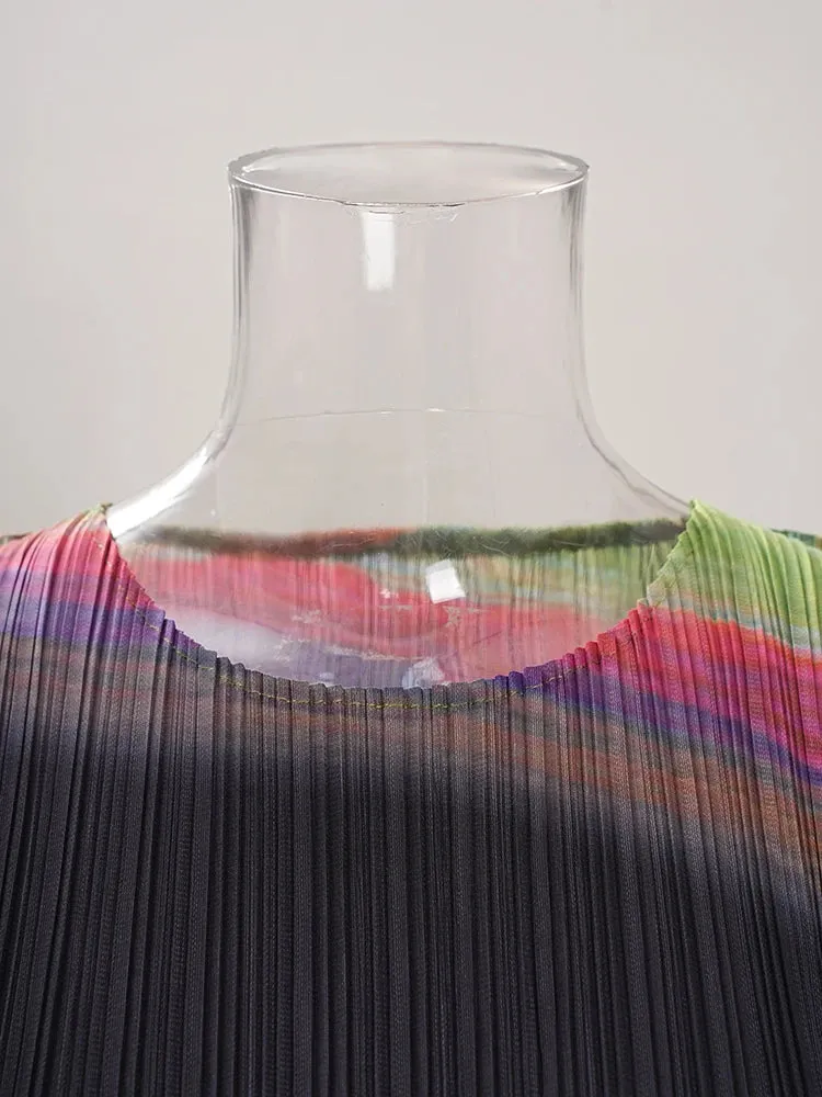 Luxe Plissé Pleated Sunset Midi Dress