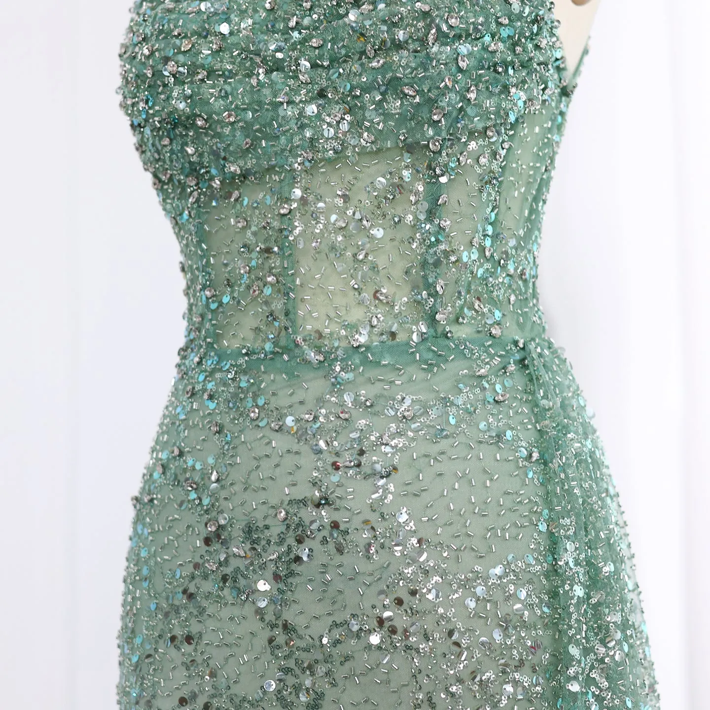Luxury Blue One Shoulder Evening Dress with Overskirt SS140