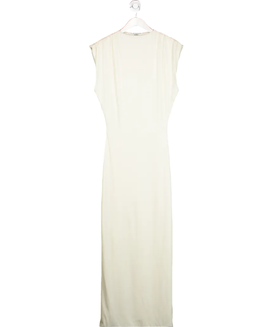 Mars the Label Cream Ruched Shoulder Maxi Dress UK 12