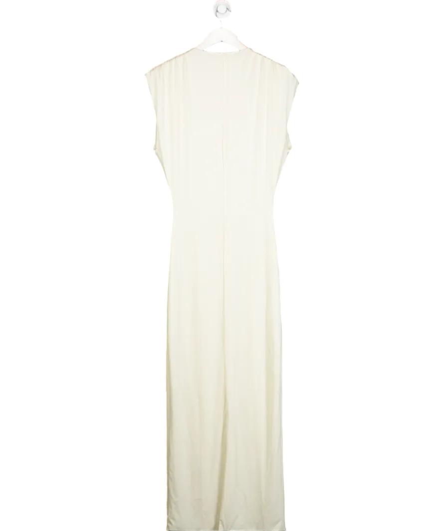 Mars the Label Cream Ruched Shoulder Maxi Dress UK 12