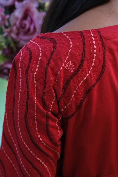 Okhai 'Red Sea' Pure Cotton Hand Embroidered Dress
