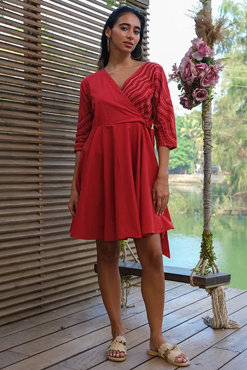 Okhai 'Red Sea' Pure Cotton Hand Embroidered Dress