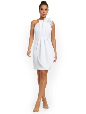 One-Shoulder Ruffled Sheath Dress