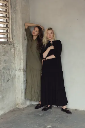 Puffed Sleeve Tiered Maxi