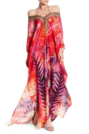 Red Kaftan Tropical Dresses For Vacation