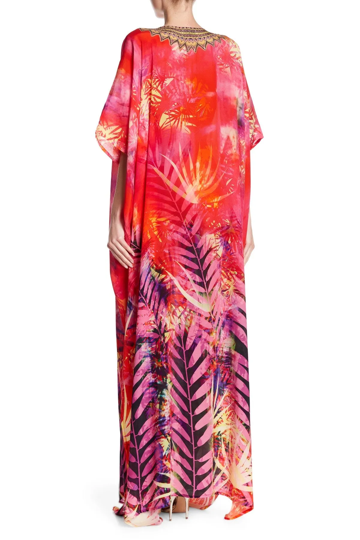 Red Kaftan Tropical Dresses For Vacation