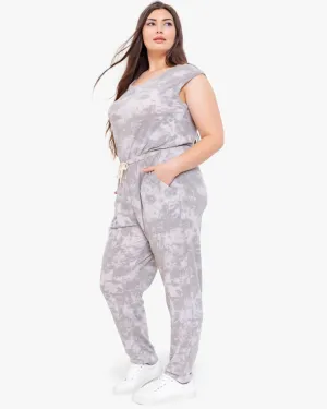 Rhea Cap-Sleeve Jumpsuit | Light Grey / Charcoal Grey