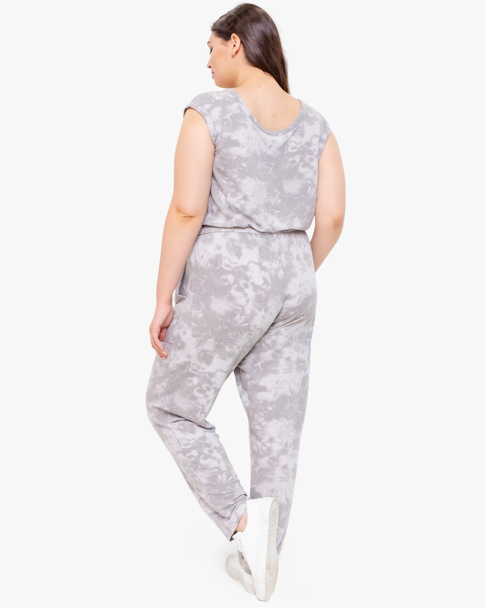 Rhea Cap-Sleeve Jumpsuit | Light Grey / Charcoal Grey