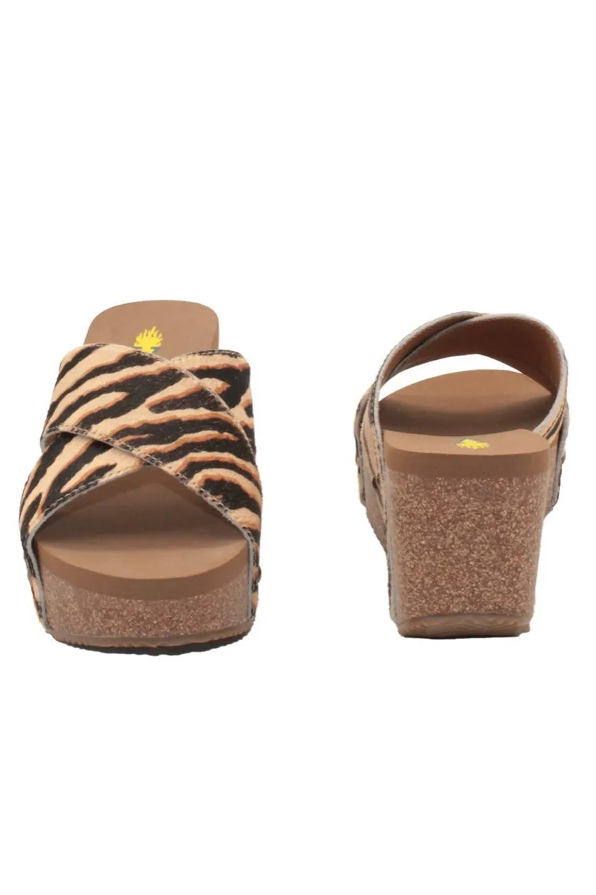 RIVERSIDE COW HIDE CRISS CROSS WEDGES