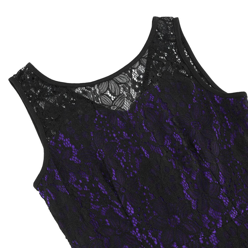 Round Neck Bow Belted Lace Ball Dress