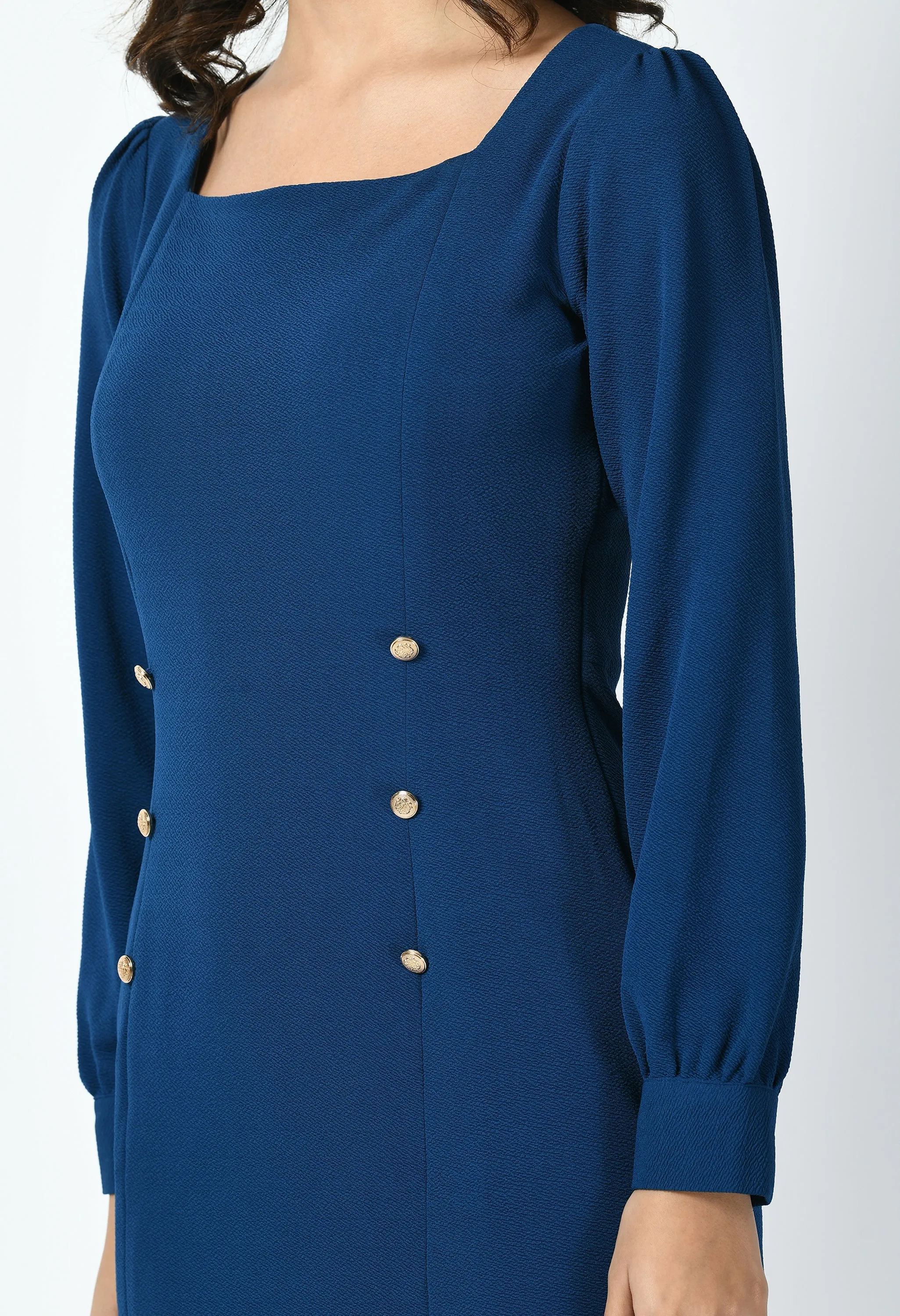 Royal Blue Cotton Blend Apogee Fishtail Midi Dress