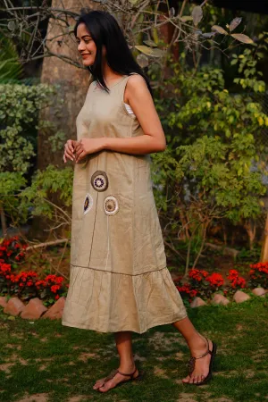 Sage Embroidered Linen Dress