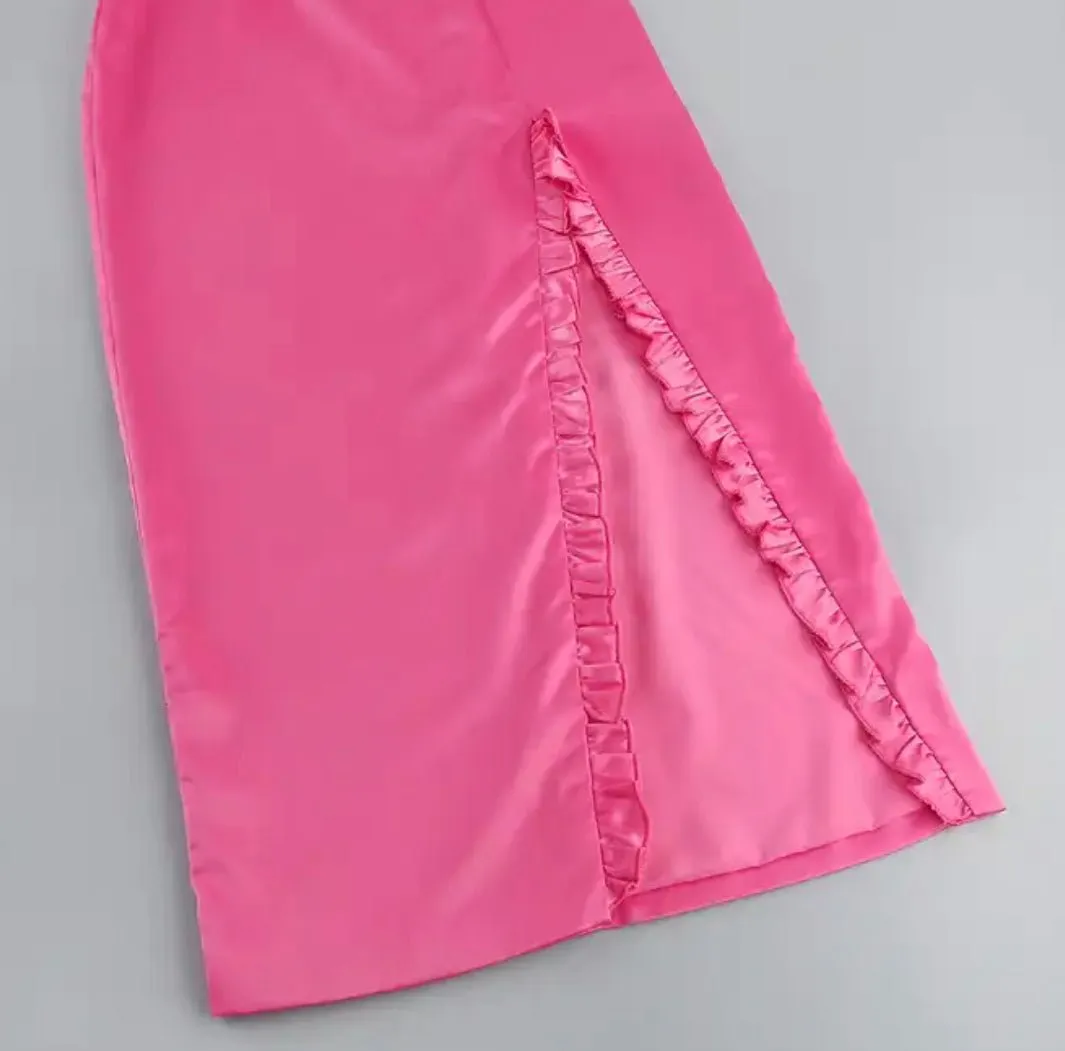 Satin dress with flower detail