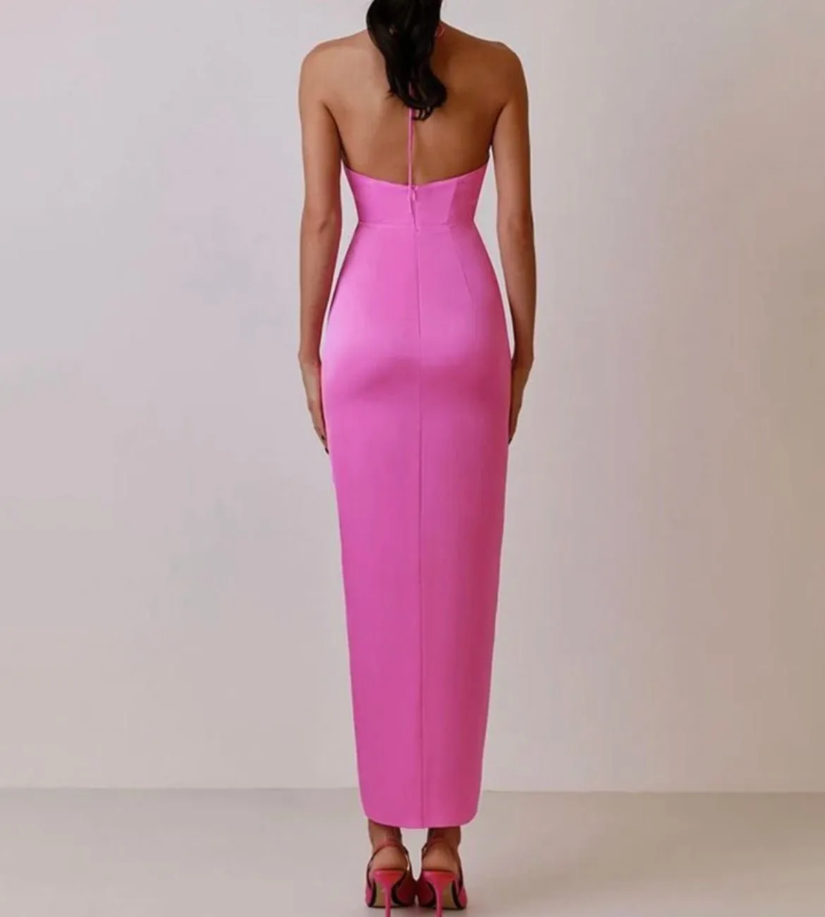 Satin dress with flower detail
