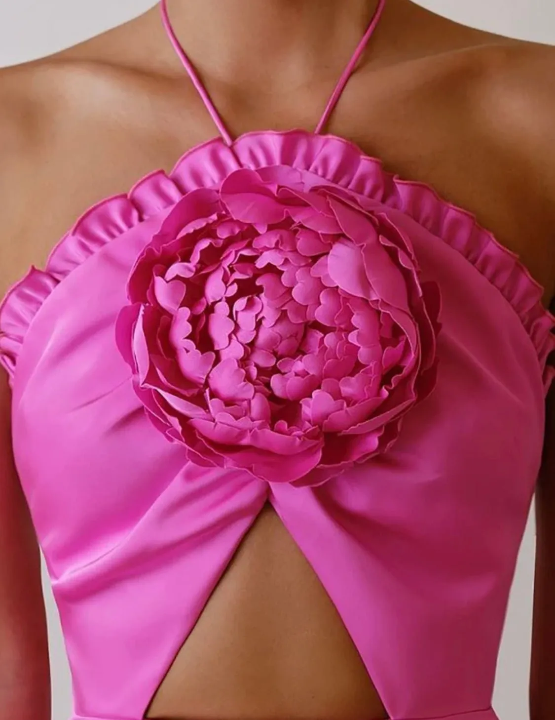 Satin dress with flower detail