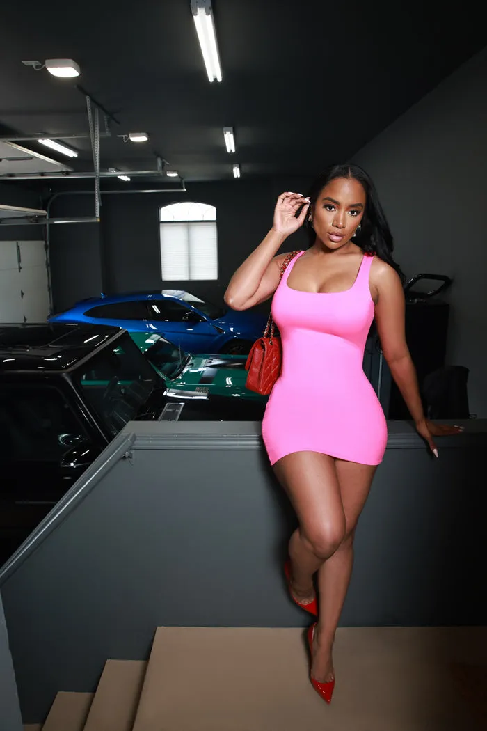 Second Skin Sculpting Open Back Mini Dress - Fuchsia