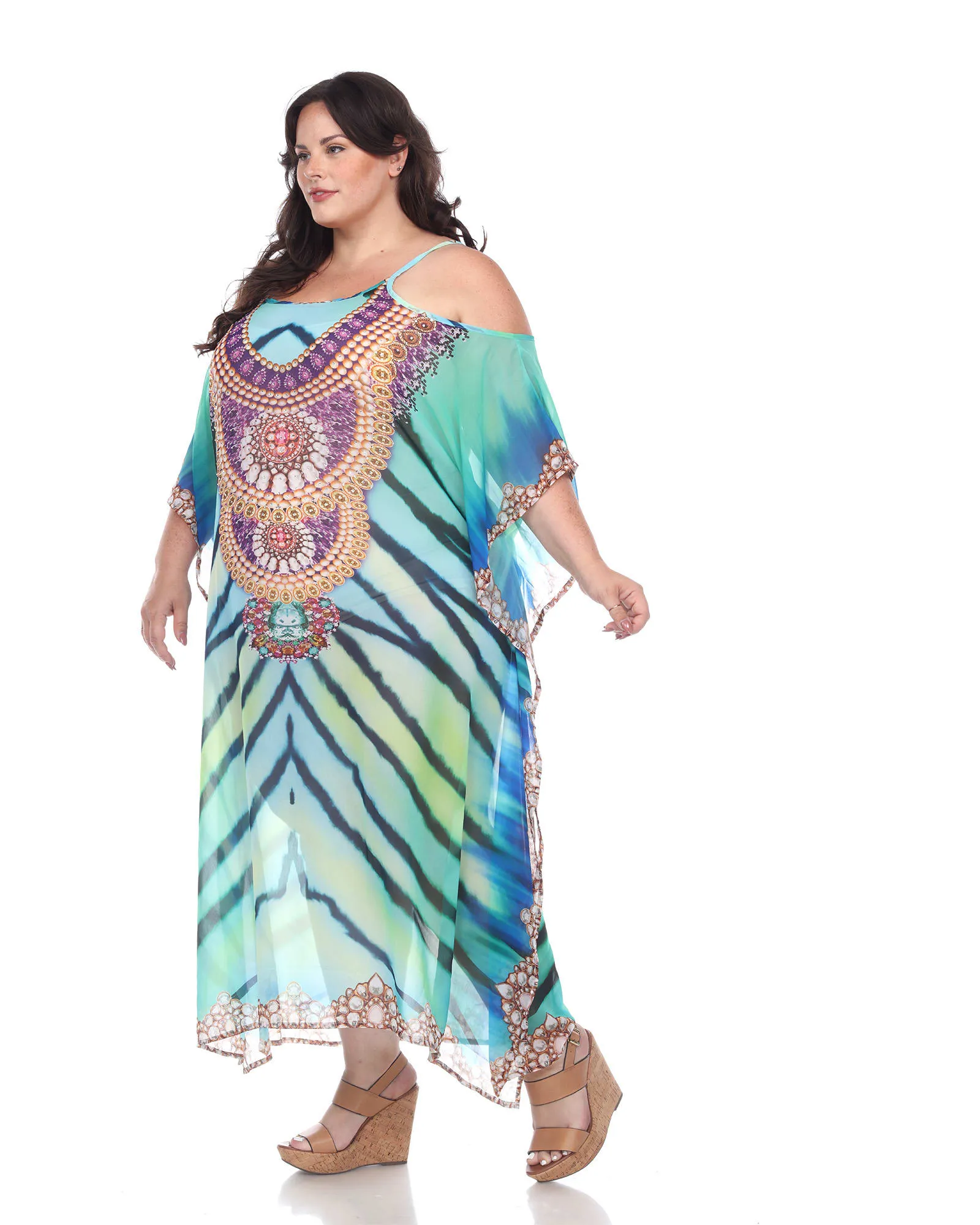 Sheer Caftan Maxi Dress | Green