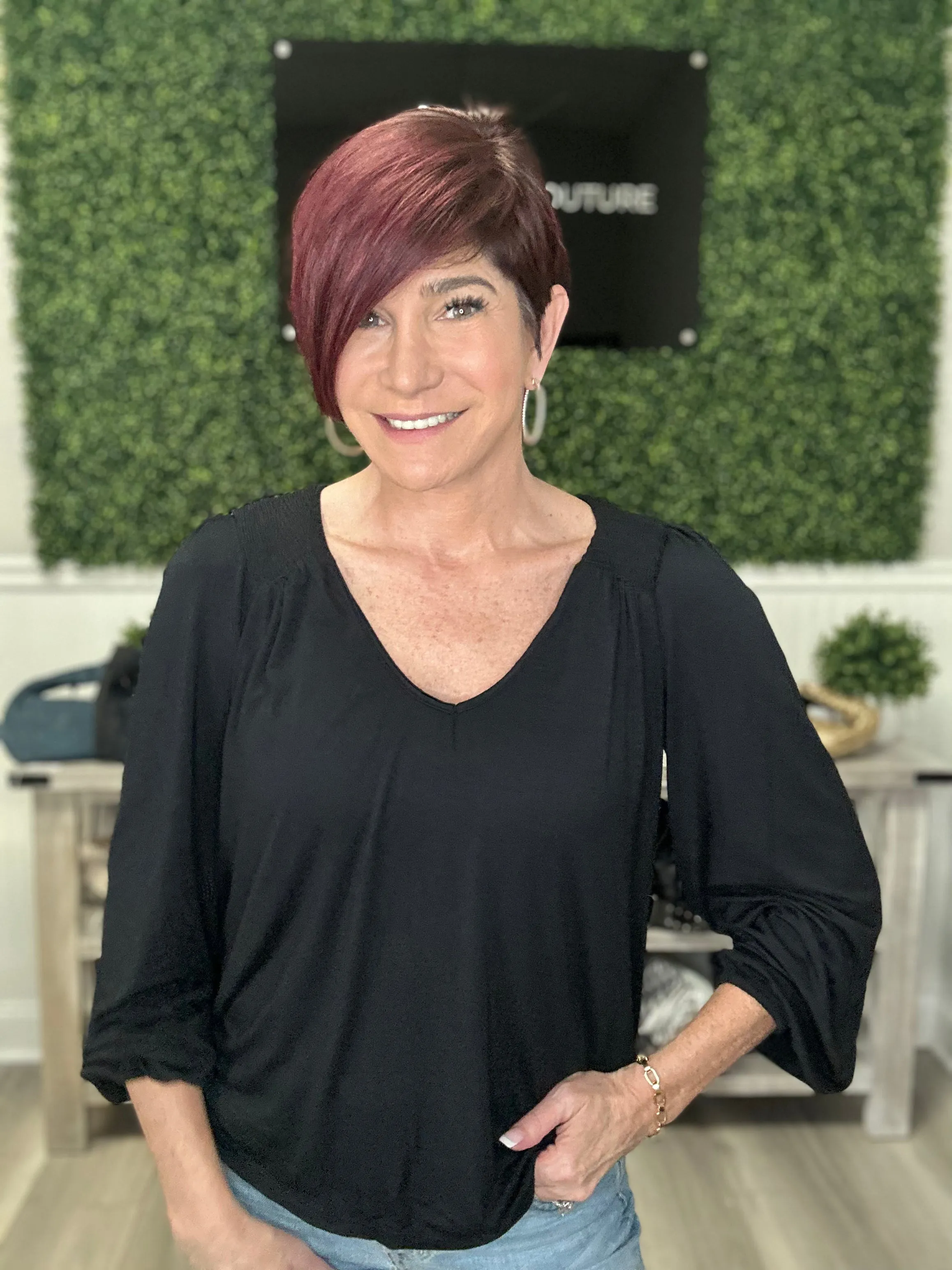 Smocked V Neck Top