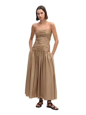 Strapless Drop Waist Dress in Stone