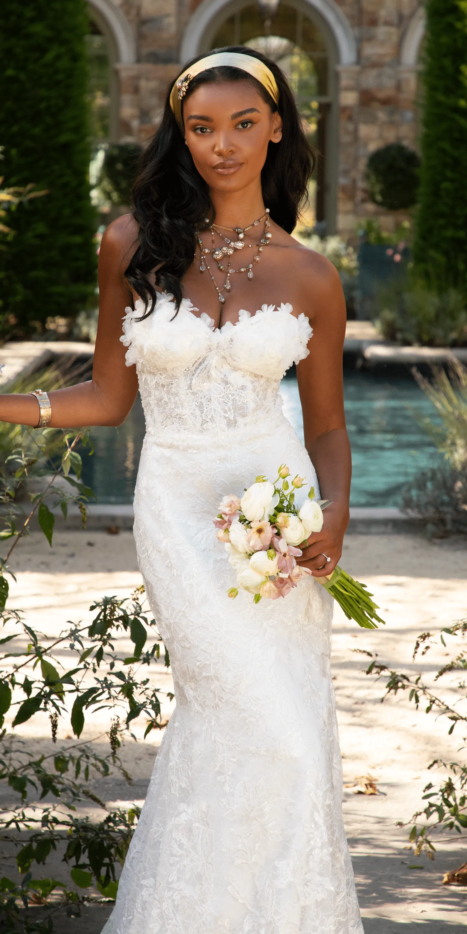 Sweetheart 3D Embellished Lace Corset Mermaid Dress