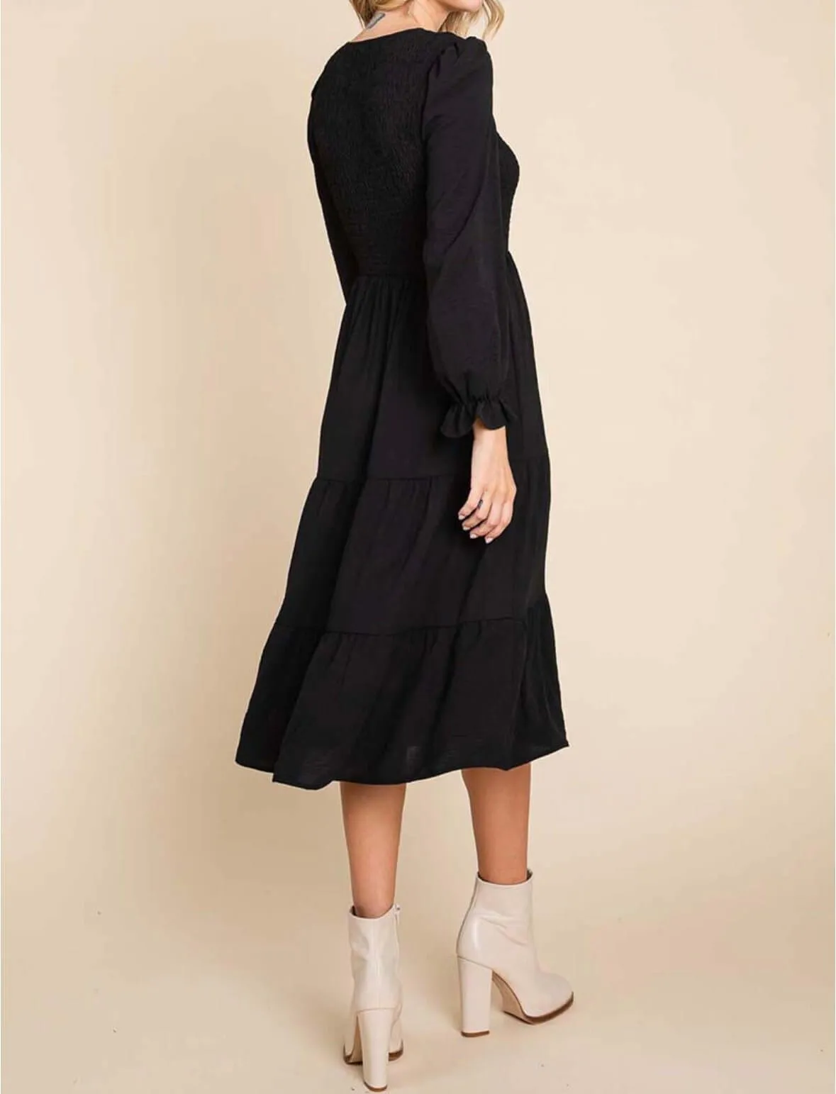 The Meg Dress: Long Sleeve Tiered Midi Dress