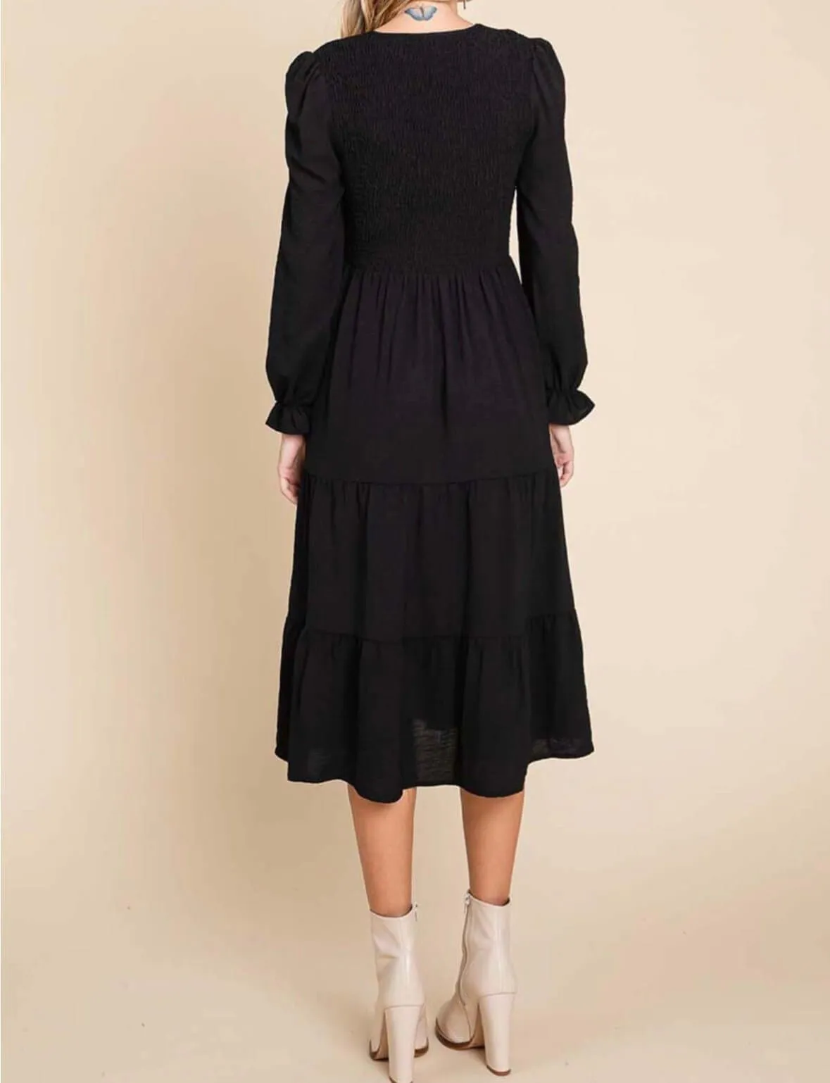The Meg Dress: Long Sleeve Tiered Midi Dress