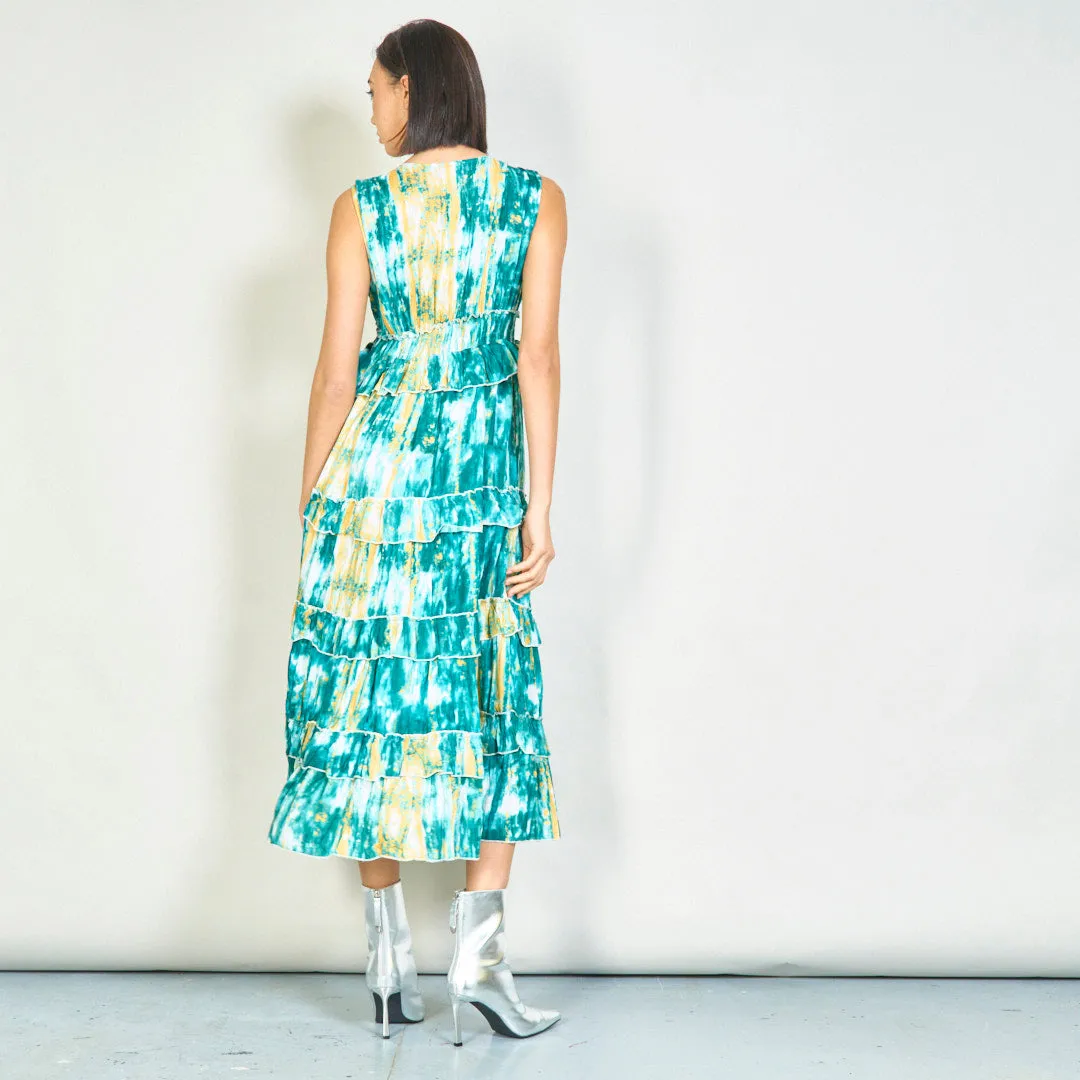 Tie-dye ruffle tiered maxi dress wholesale