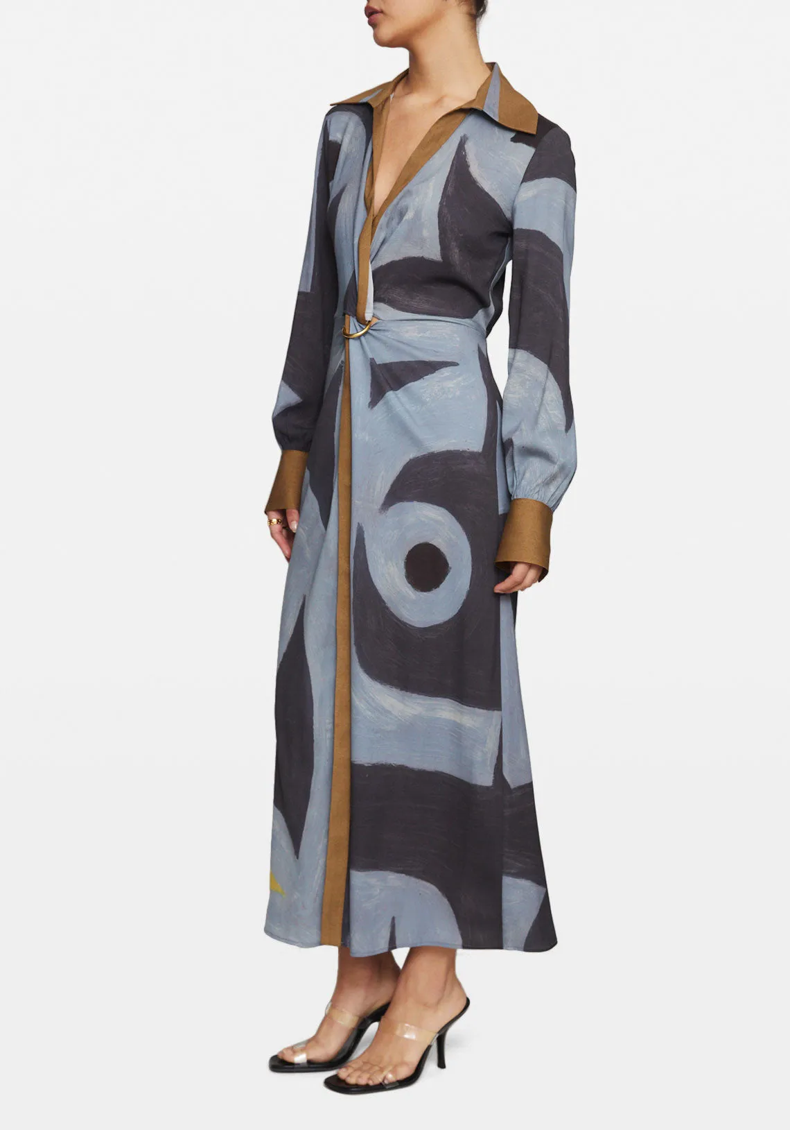 TIGER PRINT L/S DRESS