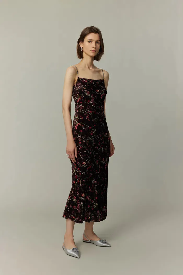 Uma Slip Dress in Mulberry Silk Blend Velvet