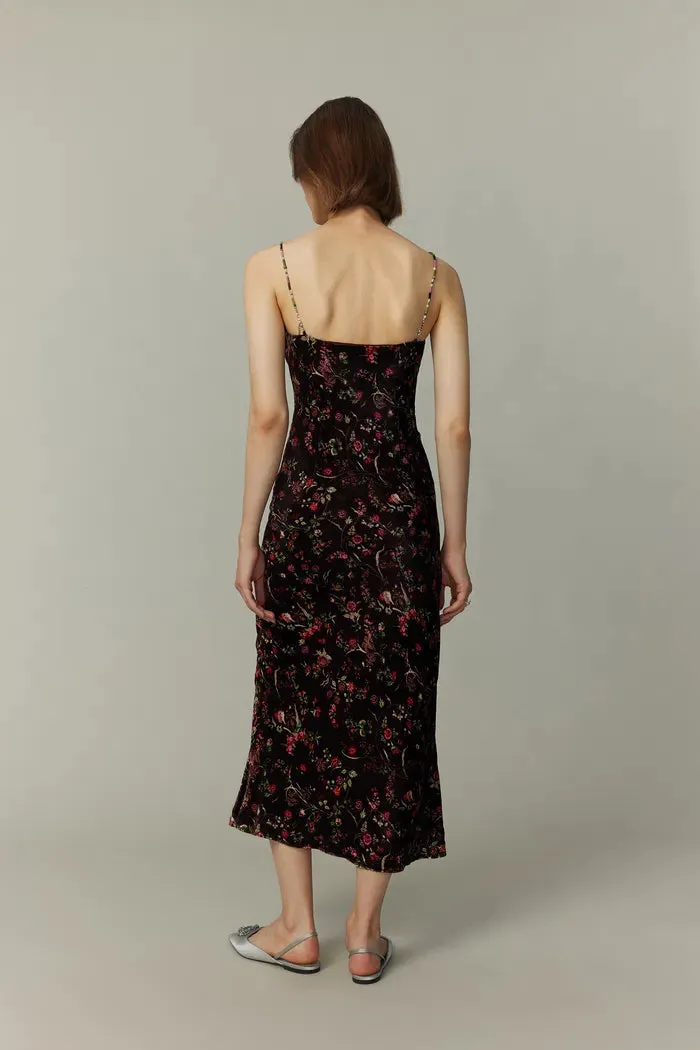 Uma Slip Dress in Mulberry Silk Blend Velvet