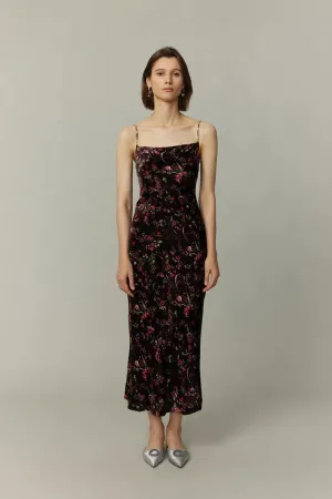 Uma Slip Dress in Mulberry Silk Blend Velvet