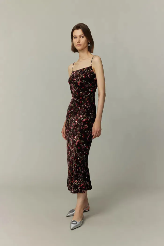 Uma Slip Dress in Mulberry Silk Blend Velvet