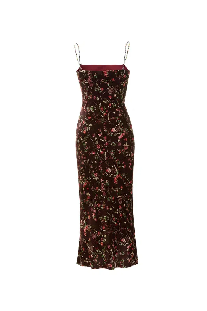 Uma Slip Dress in Mulberry Silk Blend Velvet