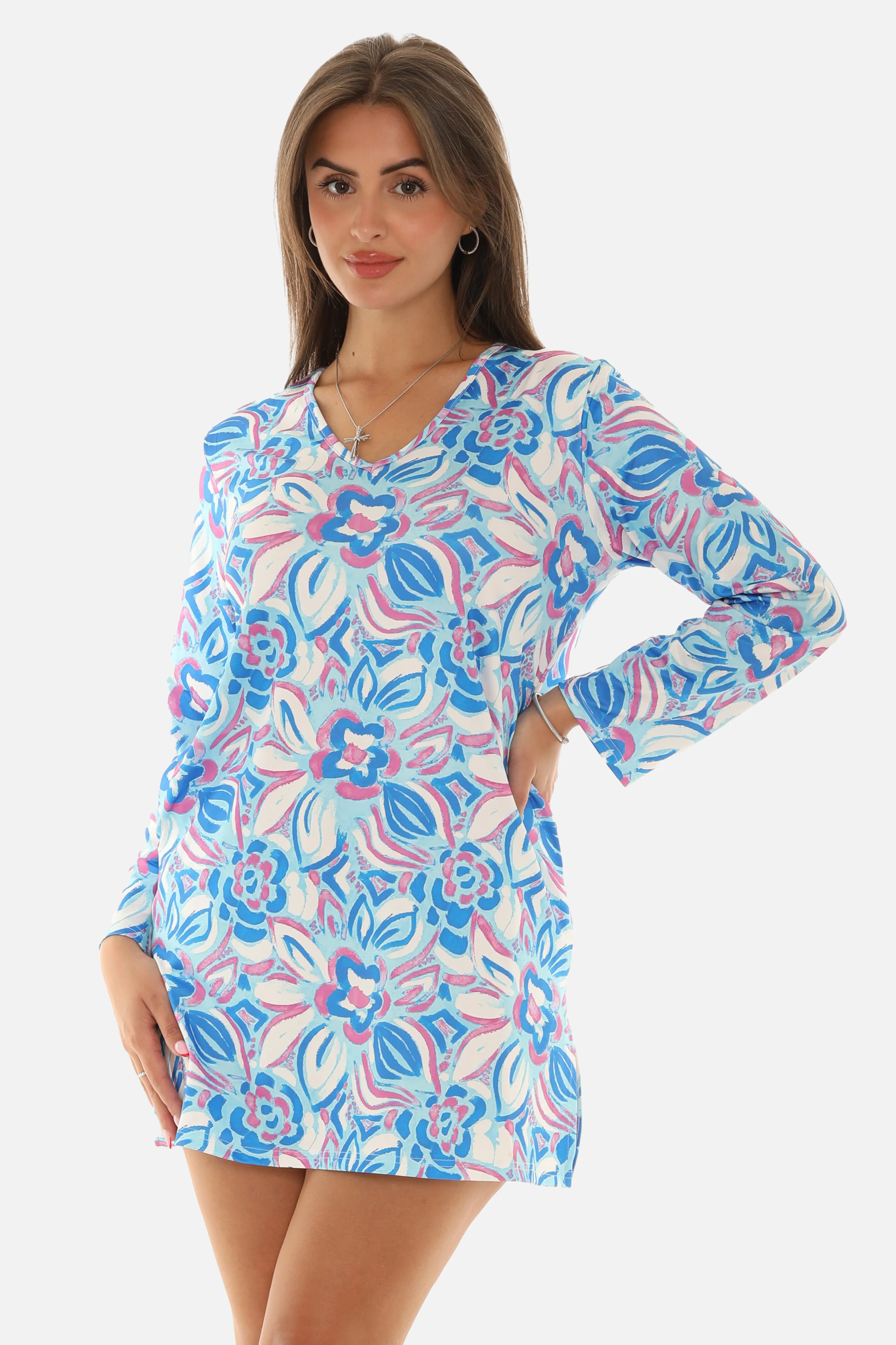 UPF 50  Long Sleeves Short Dress