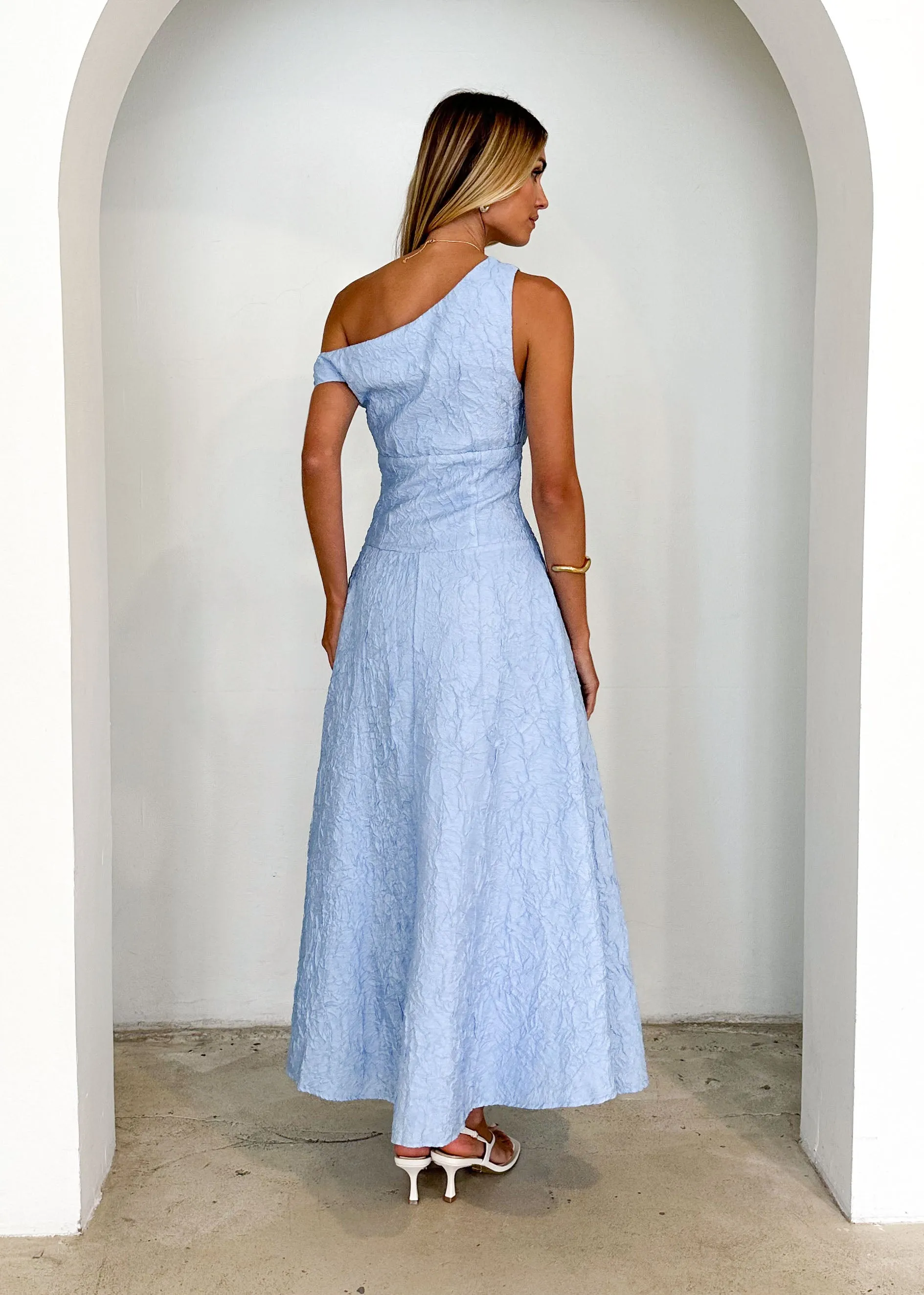 Vida One Shoulder Maxi Dress - Blue